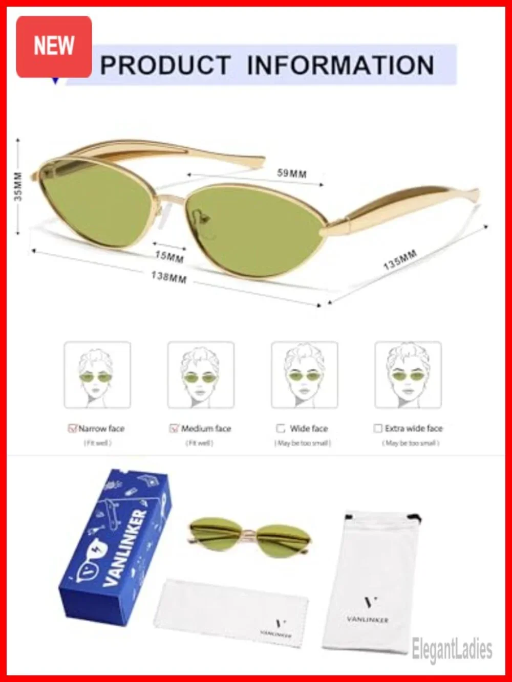 Retro Cat Eye Oval Sunglasses for Small Faces UV400 Polarized Metal Frame 90s